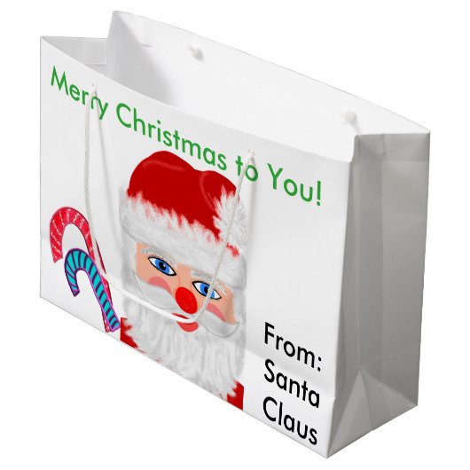 Kerstcadeautassen van de Kerstman Groot Cadeauzakje (Voorkant Gekanteld)
