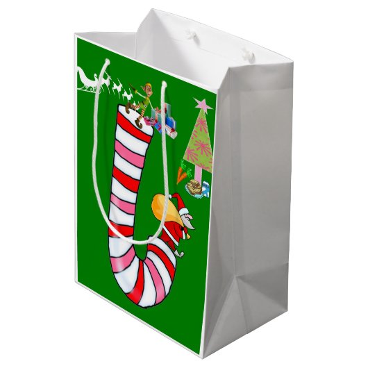Kerstcadeautassen voor Elfen Medium Cadeauzakje (Achterkant Gekanteld)