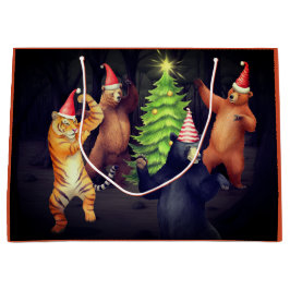 KERSTCADEAUTAZZ MET BEEREN DIE IN HET BOS DANSEN GROOT CADEAUZAKJE