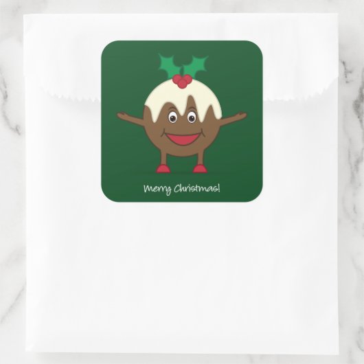 kerstcadeautekenfilm vierkante sticker (Tas)