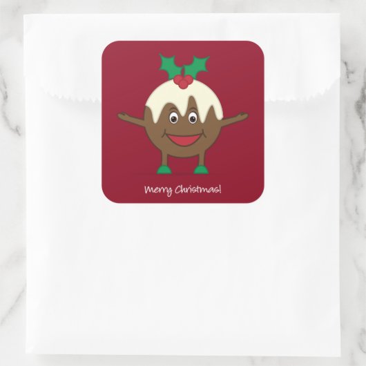 kerstcadeautekenfilm vierkante sticker (Tas)