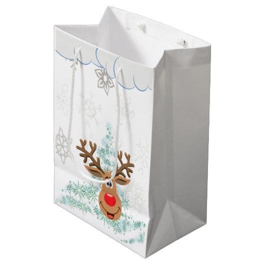 Kerstcadeautensreindester Medium Cadeauzakje (Voorkant Gekanteld)