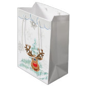 Kerstcadeautensreindester Medium Cadeauzakje (Achterkant Gekanteld)