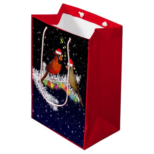 Kerstcadeautentas Cardinal Medium Cadeauzakje (Voorkant Gekanteld)