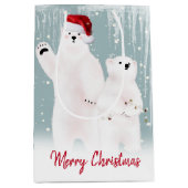Kerstcadeautentas met ijsberen medium cadeauzakje (Voorkant)