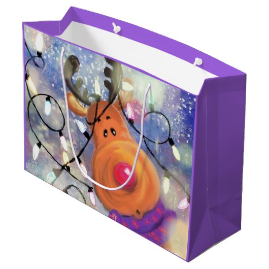 Kerstcadeautentas rendier groot cadeauzakje (Achterkant Gekanteld)