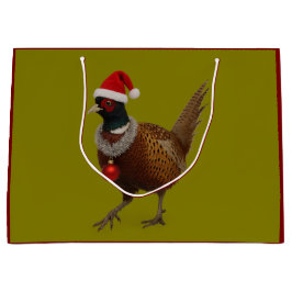 Kerstcadeautentas van de blije fazant groot cadeauzakje