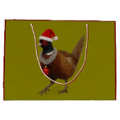 Kerstcadeautentas van de blije fazant groot cadeauzakje (Achterkant)