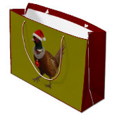 Kerstcadeautentas van de blije fazant groot cadeauzakje (Achterkant Gekanteld)