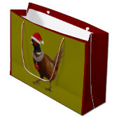 Kerstcadeautentas van de blije fazant groot cadeauzakje (Voorkant Gekanteld)