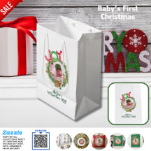 Kerstcadeautentas voor baby's 1e kerst foto-herinn