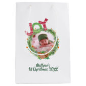 Kerstcadeautentas voor baby's 1e kerst foto-herinn medium cadeauzakje (Voorkant)