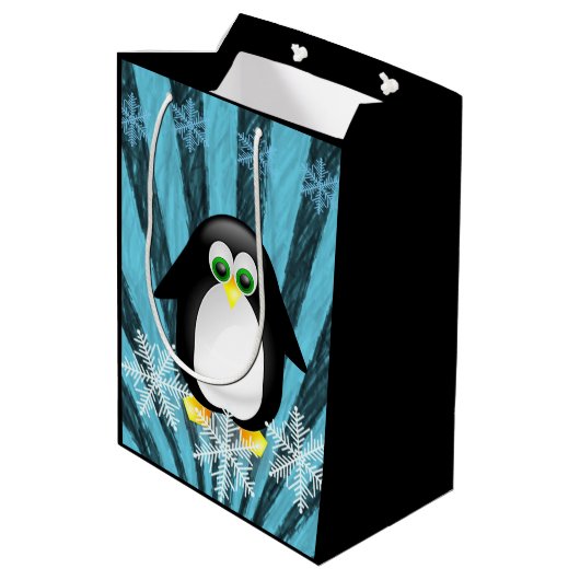 Kerstcadeautines Penguin Medium Cadeauzakje (Achterkant Gekanteld)