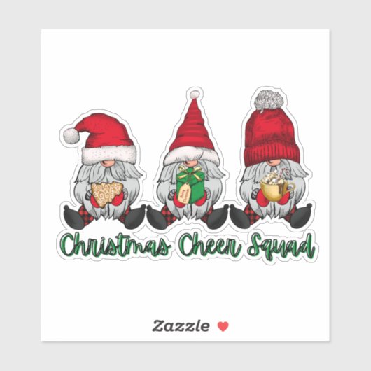 kerstcadeautje Cheer Squad gnomen koekje coca red Sticker (Vel)