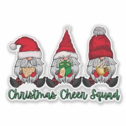 kerstcadeautje Cheer Squad gnomen koekje coca red Sticker (Voorkant)