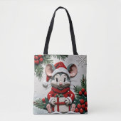 Kerstcadeautje en muis tote bag (Voorkant)