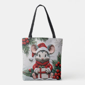 Kerstcadeautje en muis tote bag (Achterkant)