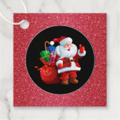 kerstcadeautje-FavorTag-Santa Red Glitz Bedankjes Labels (Voorkant)