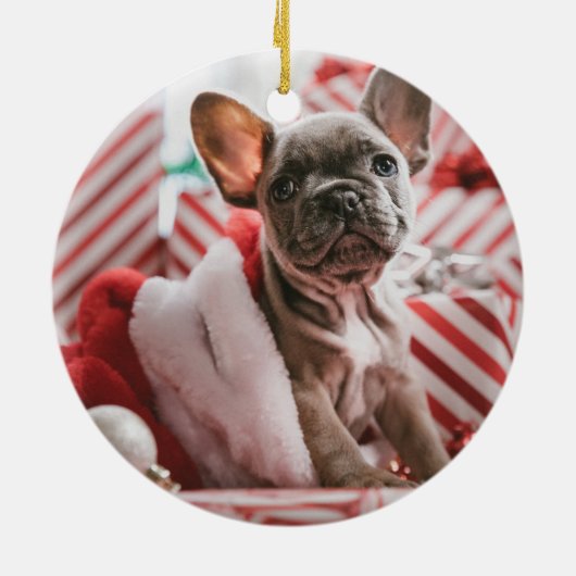 kerstcadeautje kerstcadeautje cadeaufoto keramisch ornament (Achterkant)