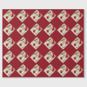 kerstcadeautje/ kerstman met kaars cadeaupapier (Vlak)