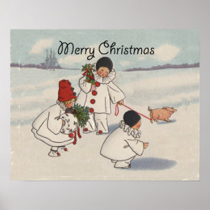 kerstcadeautje kinderkunstwerk poster