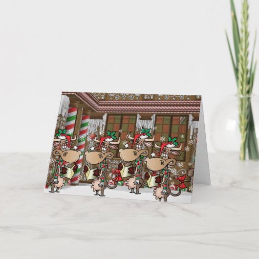kerstcadeautje koe feestdagen kaart (Voorkant)