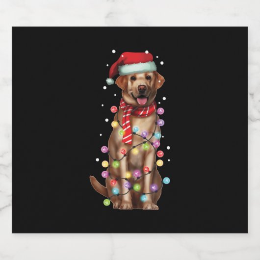 kerstcadeautje met de naam Labrador Santa Dog Sparkling Wijnetiket (Enkel label)