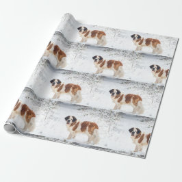 kerstcadeautje met een Bernard-hond Cadeaupapier