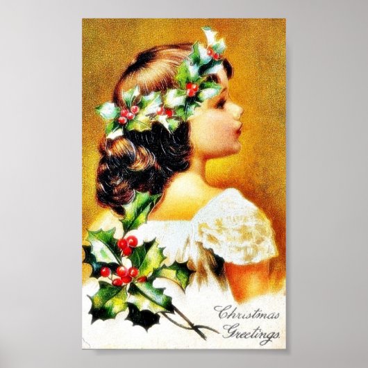 kerstcadeautje met een meisje poster (Voorkant)