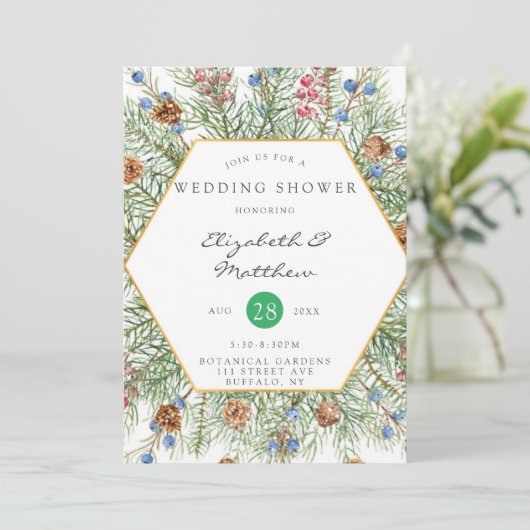 kerstcadeautje met gouden bruiloft kaart (Staand voorkant)