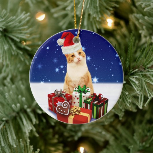 kerstcadeautje met kerstcadeau keramisch ornament (Boom)