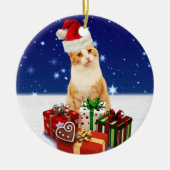 kerstcadeautje met kerstcadeau keramisch ornament (Voorkant)