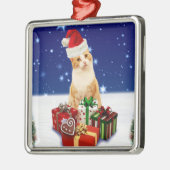 kerstcadeautje met kerstcadeau metalen ornament (Links)