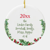 kerstcadeautje met kerstcadeautjes voor kerstmis v keramisch ornament (Achterkant)