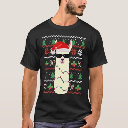 kerstcadeautje met lama kerstmis t-shirt (Voorkant)