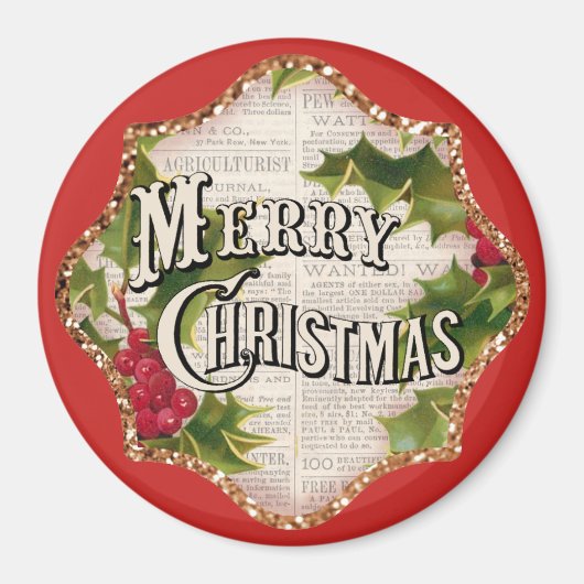 kerstcadeautje met mooi kerstfeest magneet (Voorkant)