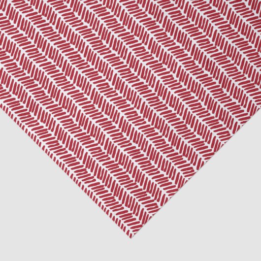 kerstcadeautje met rode witte zigzag tissuepapier (Detail)