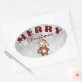 kerstcadeautje ovale sticker (Envelop)