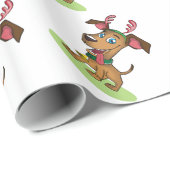 kerstcadeautje/rendierhond cadeaupapier (Rol Hoek)