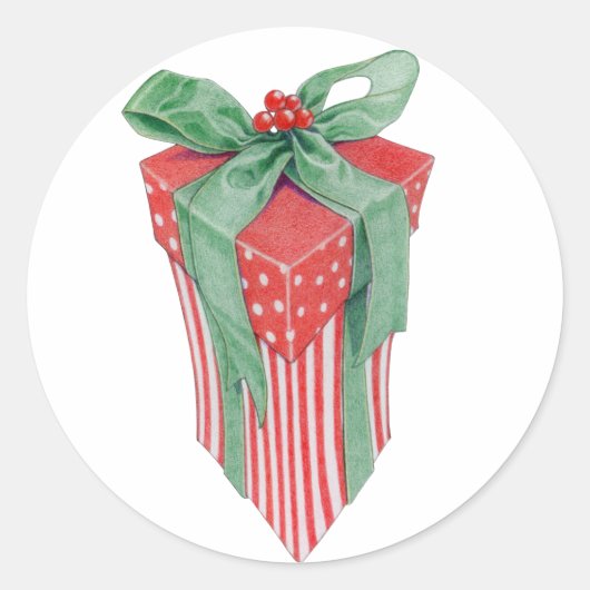 kerstcadeautje ronde sticker (Voorkant)