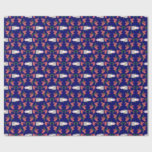 kerstcadeautje: Santas, Holly, Ho, ho, ho Cadeaupapier (Vlak)