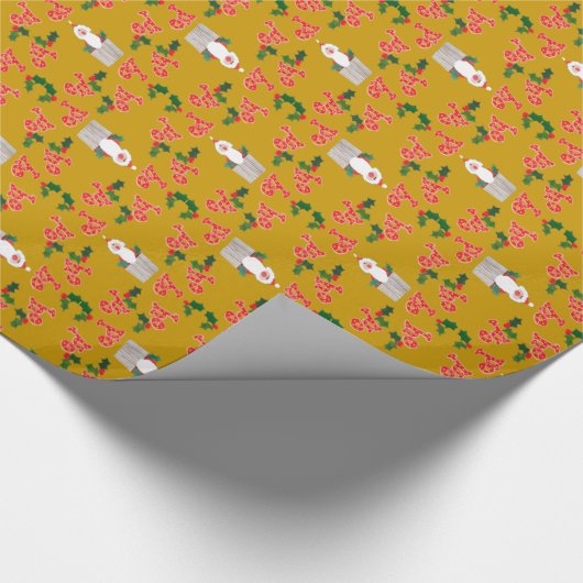 kerstcadeautje: Santas, Holly, Ho, ho, ho Cadeaupapier (Hoek)