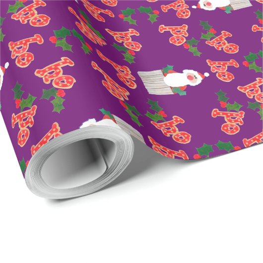 kerstcadeautje: Santas, Holly, Ho, ho, ho Cadeaupapier (Rol Hoek)