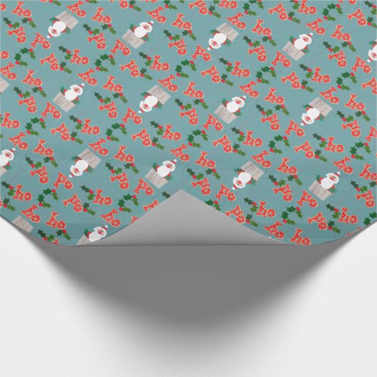 kerstcadeautje: Santas, Holly, Ho, ho, ho Cadeaupapier (Hoek)