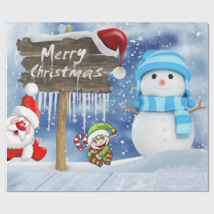 kerstcadeautje, Snowman Cadeaupapier