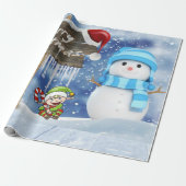 kerstcadeautje, Snowman Cadeaupapier (Uitgerold)