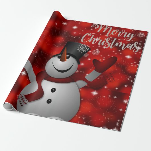 kerstcadeautje, Snowman Cadeaupapier (Uitgerold)