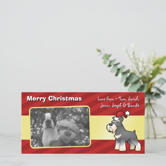 kerstcadeautje/standaard/miniatuur Schnauzer Feestdagenkaart (Staand voorkant)