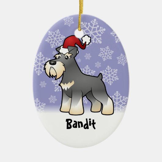 kerstcadeautje/standaard/miniatuur Schnauzer Keramisch Ornament (Voorkant)