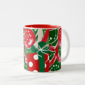 kerstcadeautje tweekleurige koffiemok (Voorkant rechts)